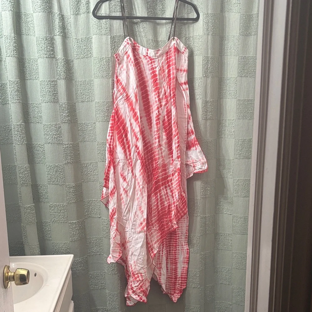 Michael kors Red and White Tie-Dye Flowy Slip Dress - Picture 1 of 11